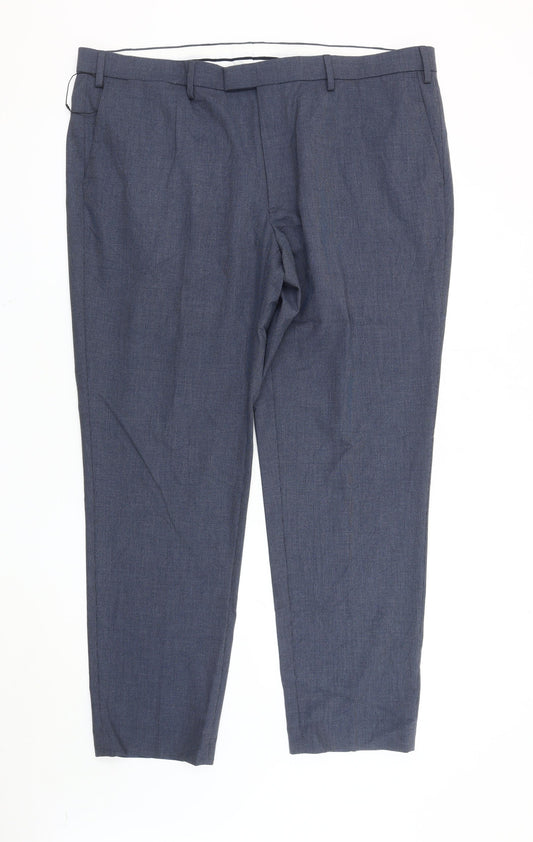 Marks and Spencer Men's Blue Check Trousers, Size 44