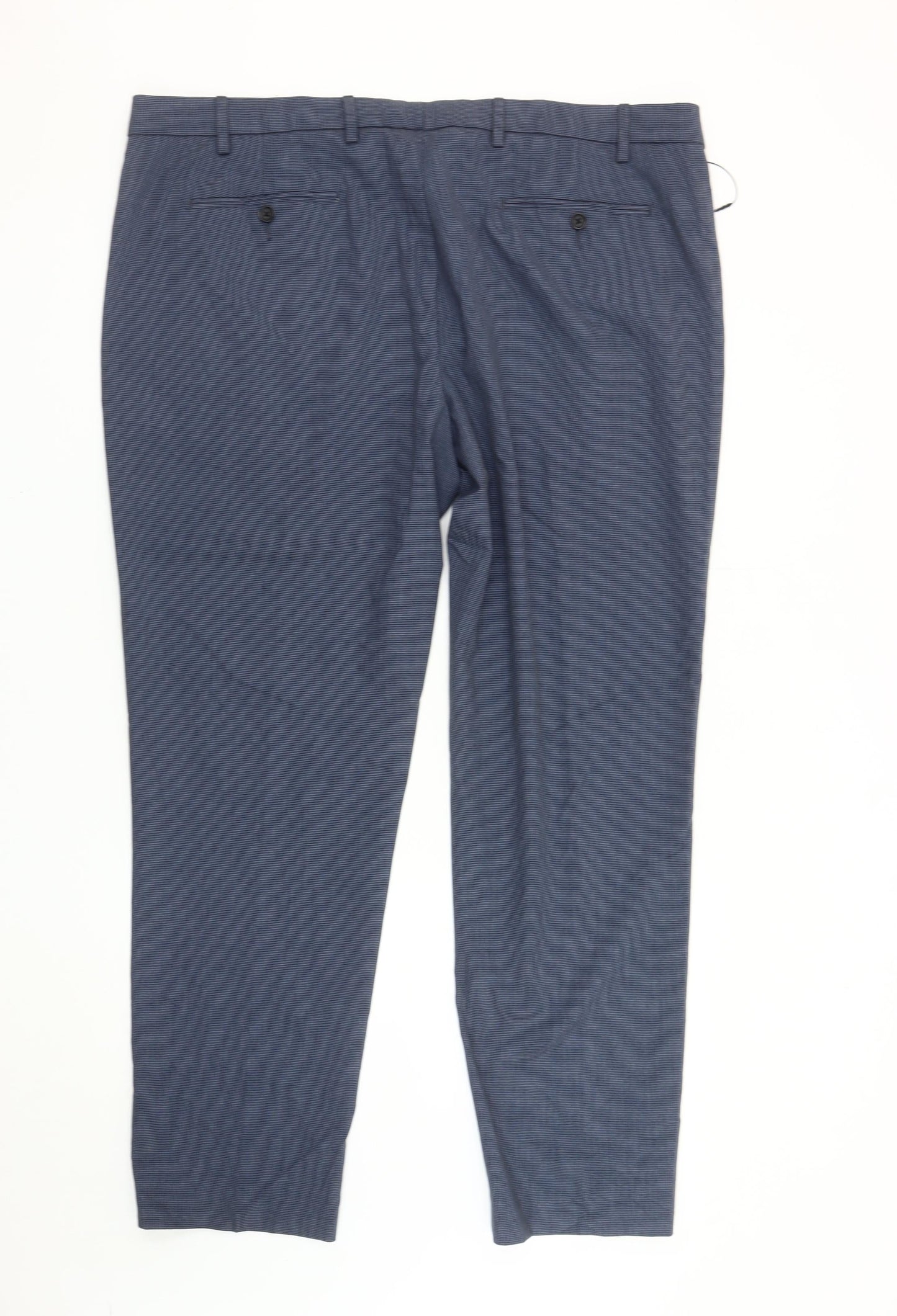 Marks and Spencer Men's Blue Check Trousers, Size 44