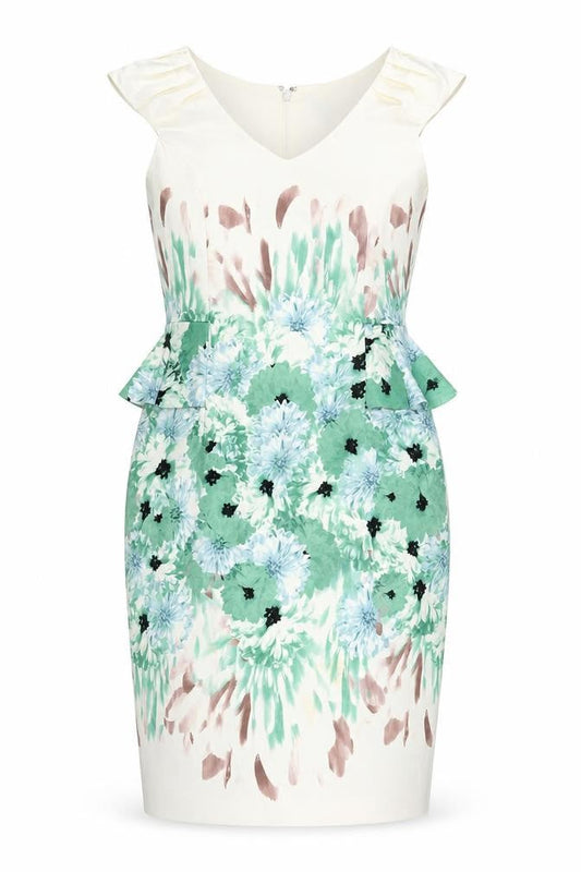 Front view of Kaliko Women's Multicoloured Peplum Floral Dress, size 12