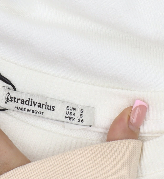 Stradivarius Women's White Pullover Sweatshirt S