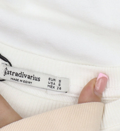 Stradivarius Women's White Pullover Sweatshirt S