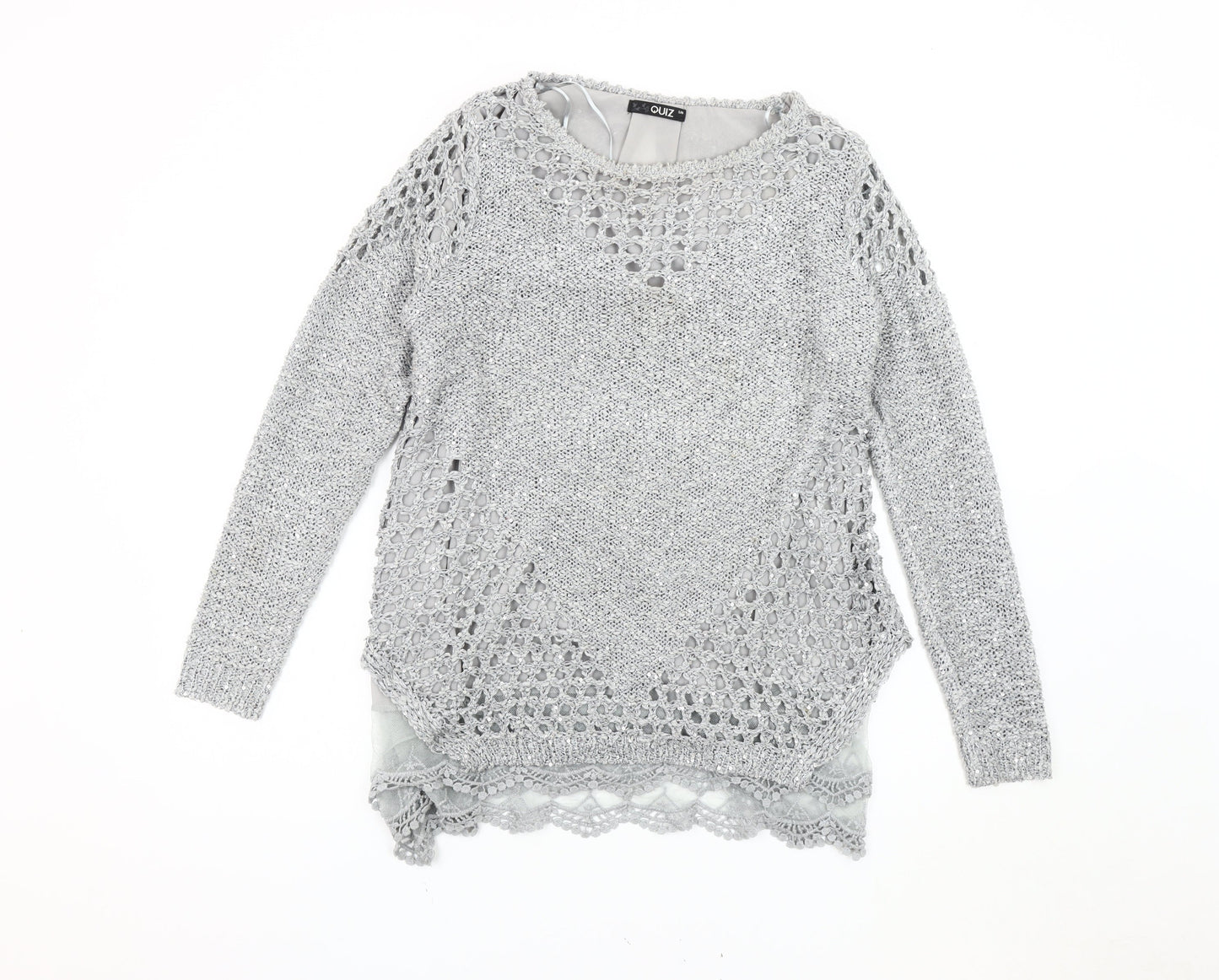 Womens UK Size M Quiz Grey Pullover Jumper