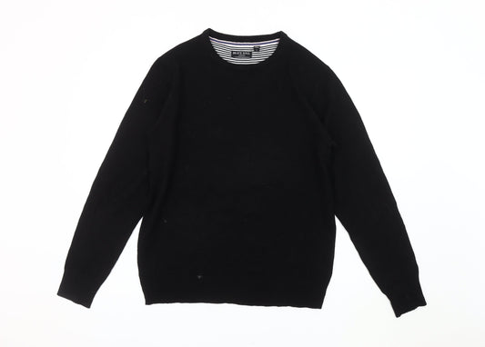 Brave Soul Men's Black Acrylic Crew Neck Jumper