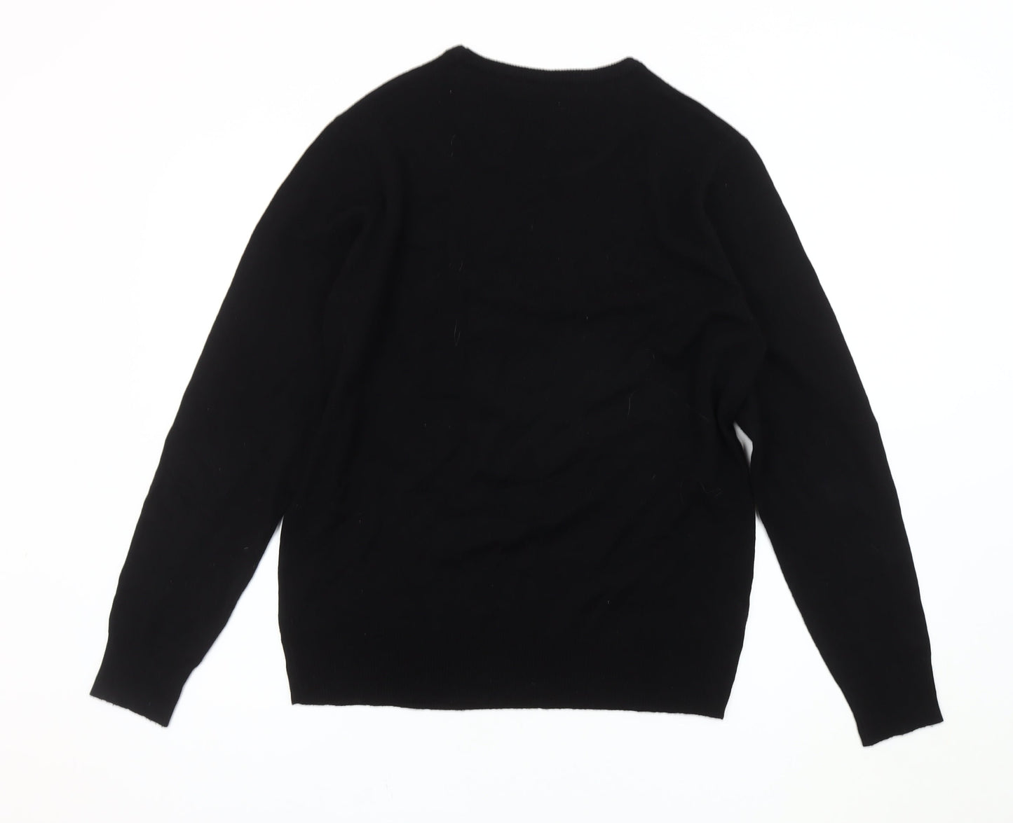 Brave Soul Men's Black Acrylic Crew Neck Jumper