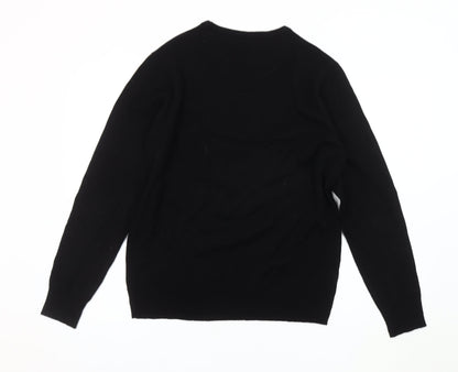 Brave Soul Men's Black Acrylic Crew Neck Jumper