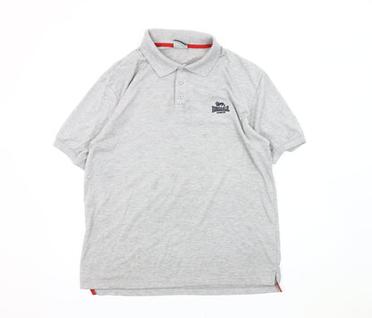 Lonsdale Grey Men's Polo Shirt - Medium, Short Sleeve