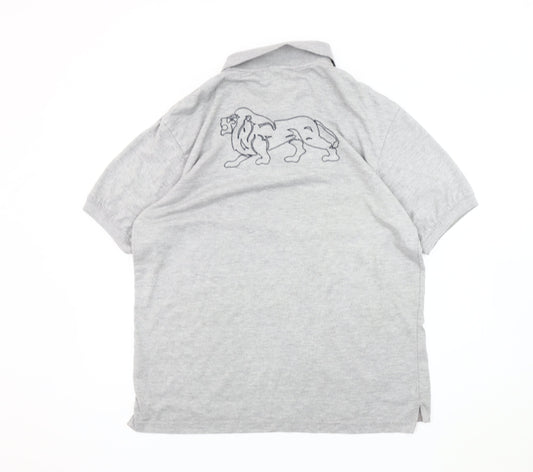Lonsdale Grey Men's Polo Shirt - Medium, Short Sleeve