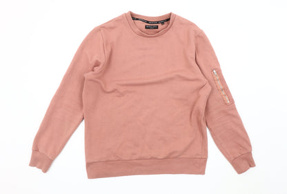 Brave Soul Women's M Pink Sweatshirt, Casual, Crew Neck, Zip Accent