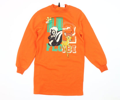 Womens UK Size 2XS Disney Orange Pullover Sweatshirt