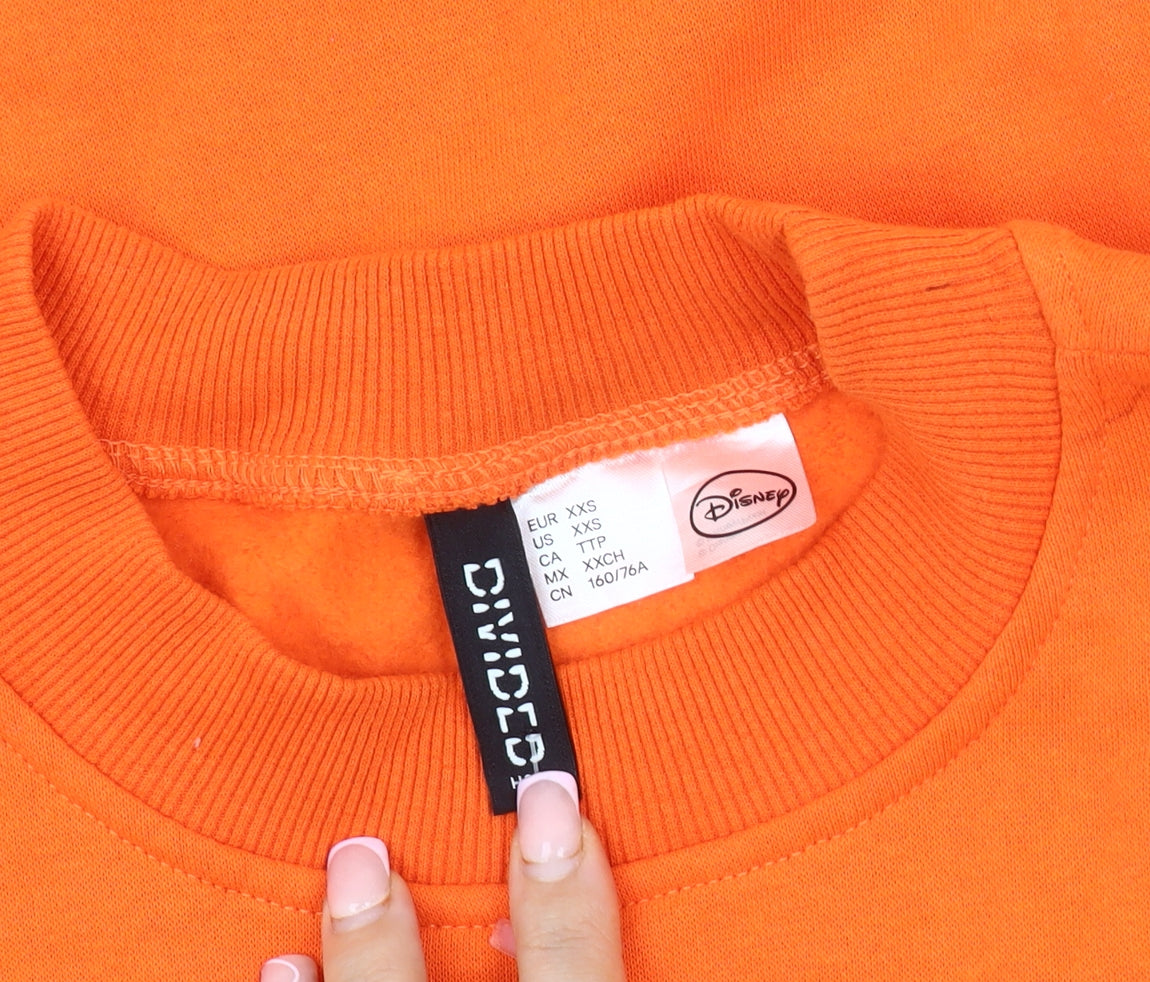 Womens UK Size 2XS Disney Orange Pullover Sweatshirt