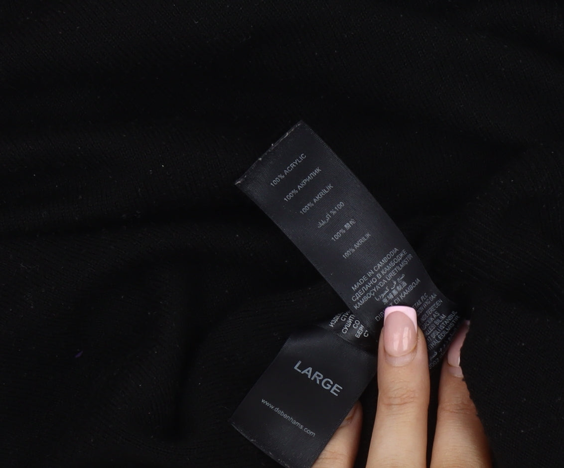 Red Herring Men's Black Henley Jumper, Size L