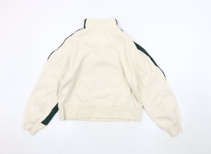 Zara Women's Ivory S Sweatshirt 1/4 Zip High Neck College