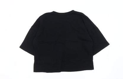 Zara Women's Black Cropped T-Shirt Size 12