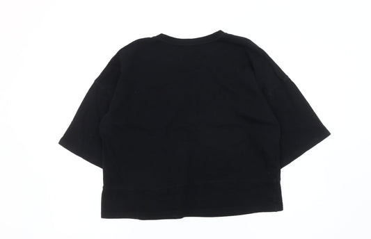 Zara Women's Black Cropped T-Shirt Size 12