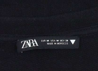 Zara Women's Black Cropped T-Shirt Size 12
