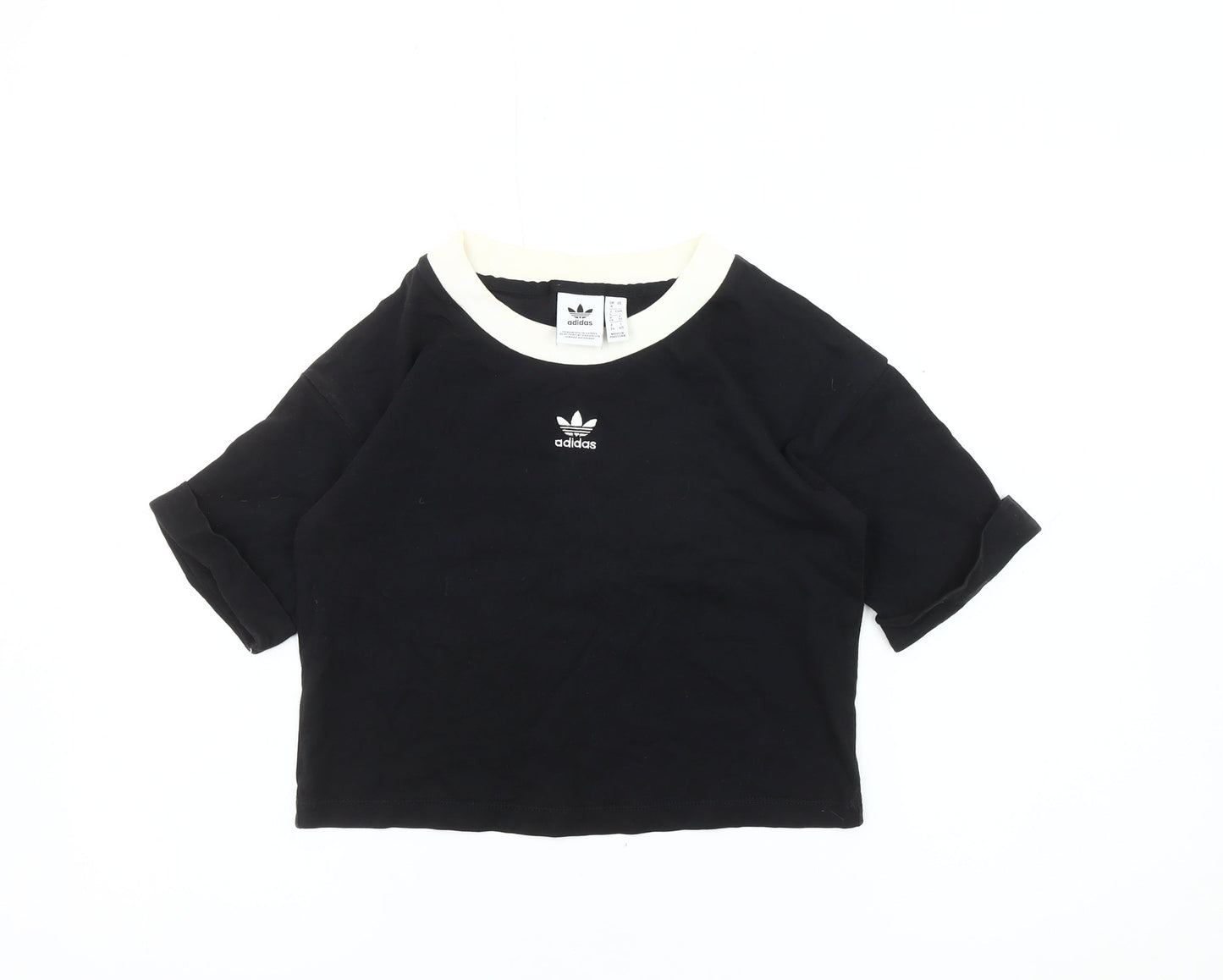 Womens UK Size 8 adidas Black Ringer T-Shirt