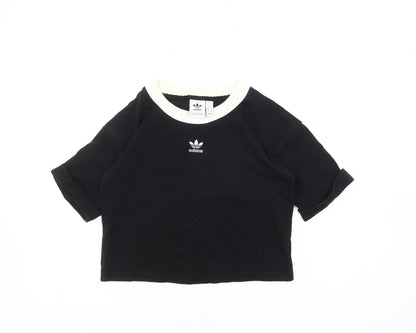 Womens UK Size 8 adidas Black Ringer T-Shirt