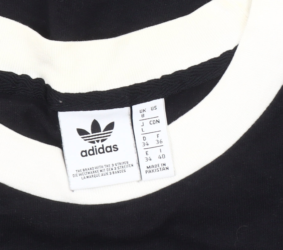 Womens UK Size 8 adidas Black Ringer T-Shirt