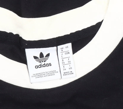 Womens UK Size 8 adidas Black Ringer T-Shirt