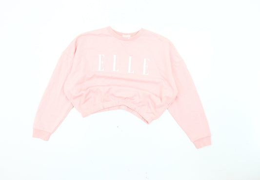 Additional front view of ELLE Pink Logo Teens Pullover Sweatshirt, size 12