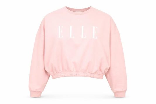 Front view of ELLE Pink Logo Teens Pullover Sweatshirt, size 12