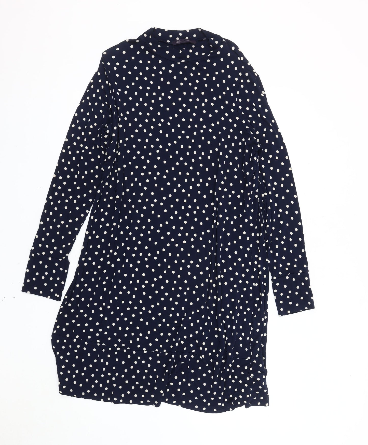 Marks and Spencer Women’s Blue Polka Dot Dress - Size 14