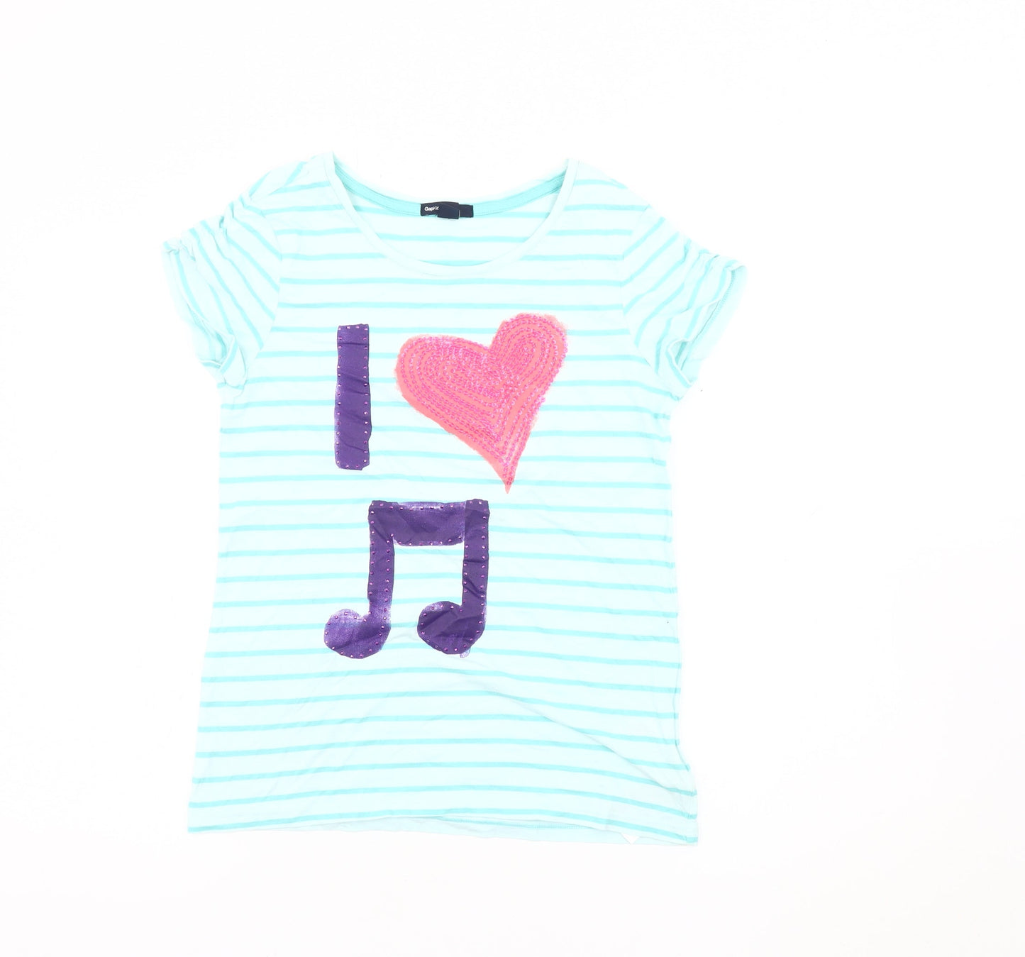 GapKids Girls Blue Striped Sequin T-Shirt, Size 13 Years