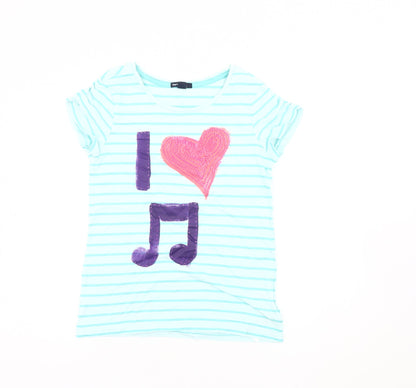 GapKids Girls Blue Striped Sequin T-Shirt, Size 13 Years