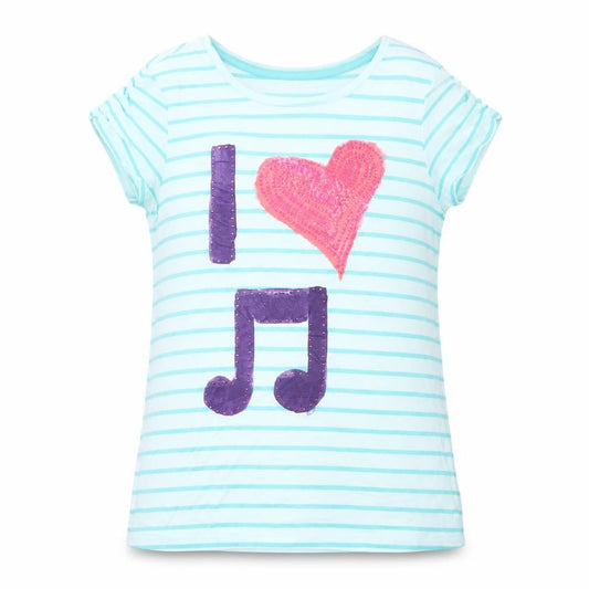 GapKids Girls Blue Striped Sequin T-Shirt, Size 13 Years