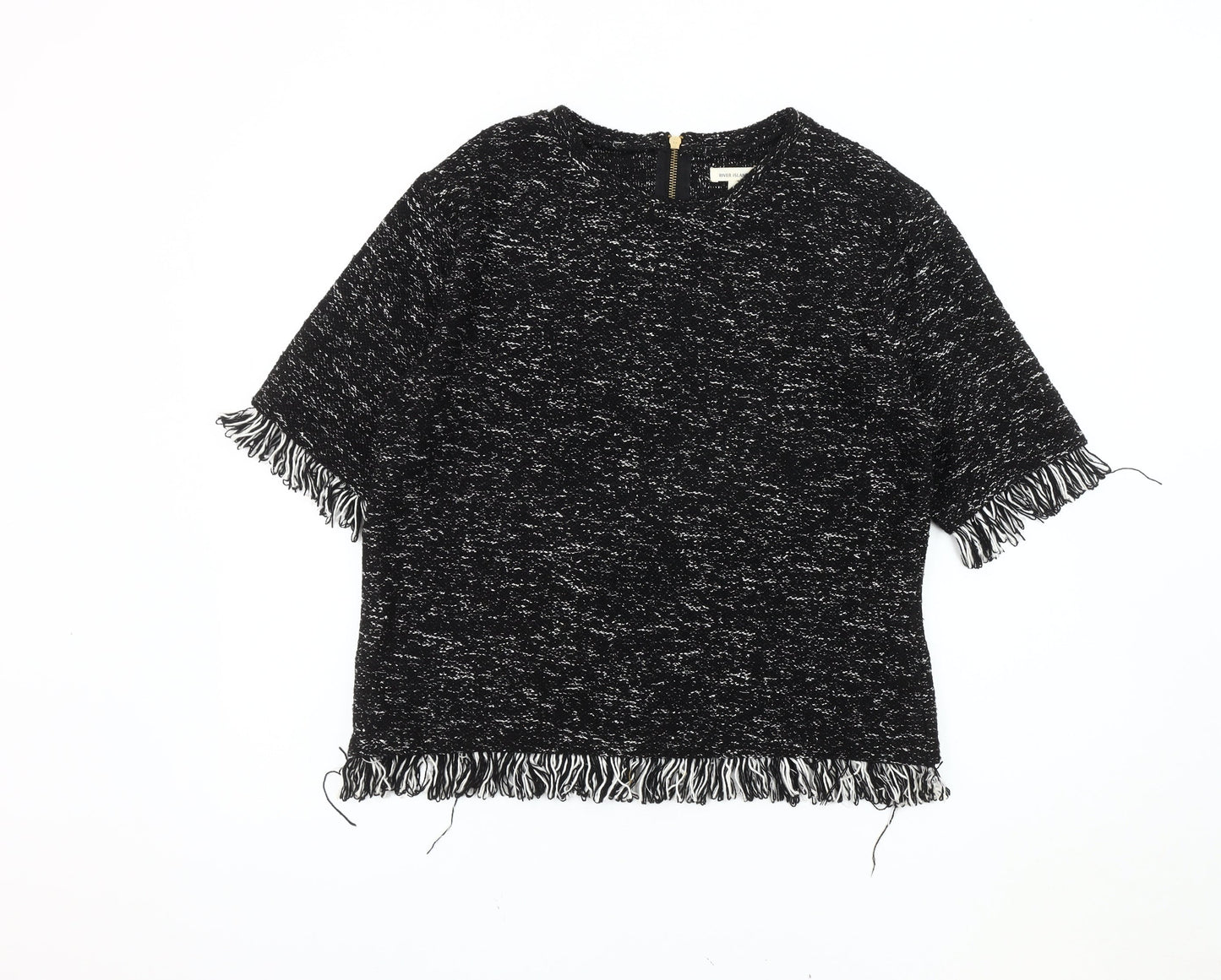 Womens UK Size 14 River Island Black Tunic Blouse