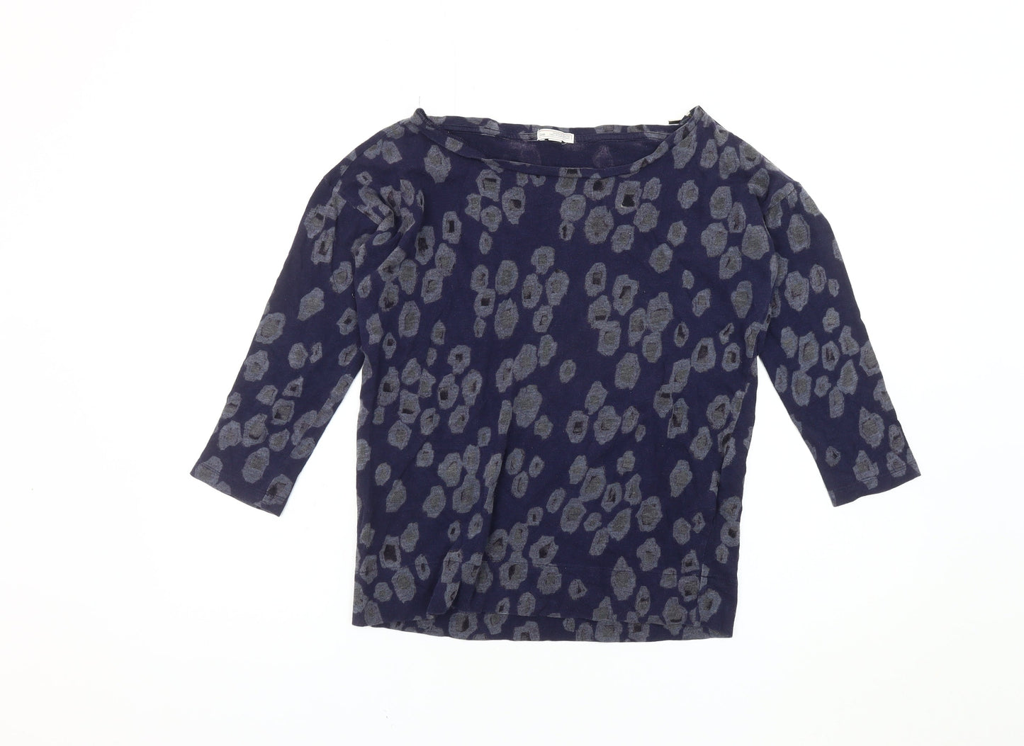 Gap Women's Blue XXS Boat Neck Animal Print Top