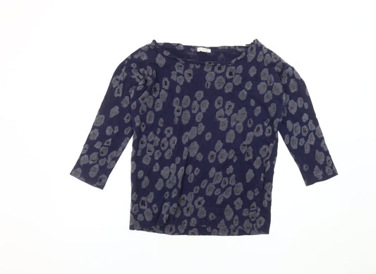 Gap Women's Blue XXS Boat Neck Animal Print Top