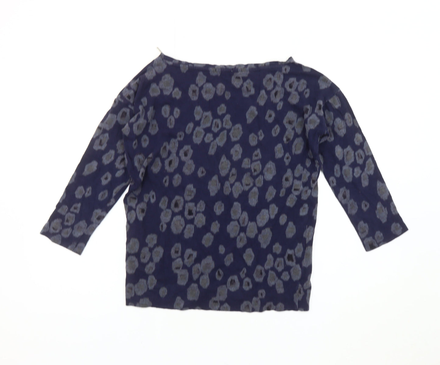 Gap Women's Blue XXS Boat Neck Animal Print Top
