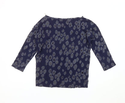 Gap Women's Blue XXS Boat Neck Animal Print Top