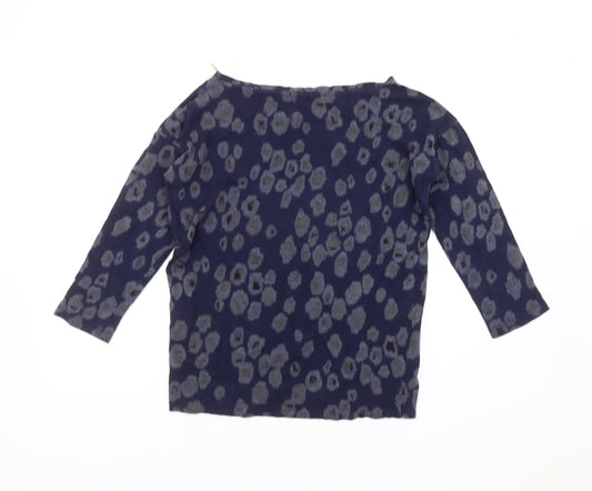 Gap Women's Blue XXS Boat Neck Animal Print Top