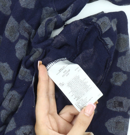 Gap Women's Blue XXS Boat Neck Animal Print Top