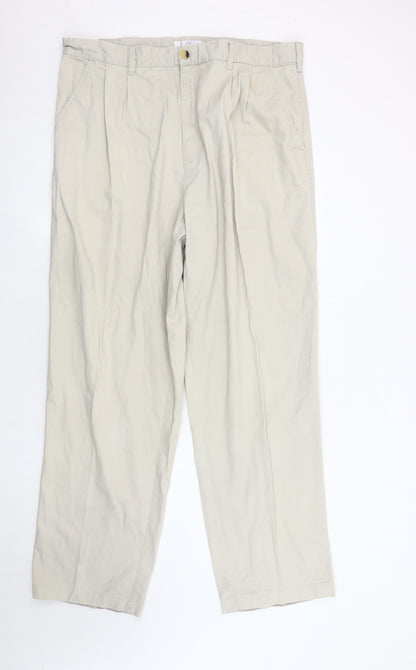 Essentials Men's Beige Chino Trousers, Size L