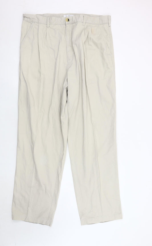 Essentials Men's Beige Chino Trousers, Size L