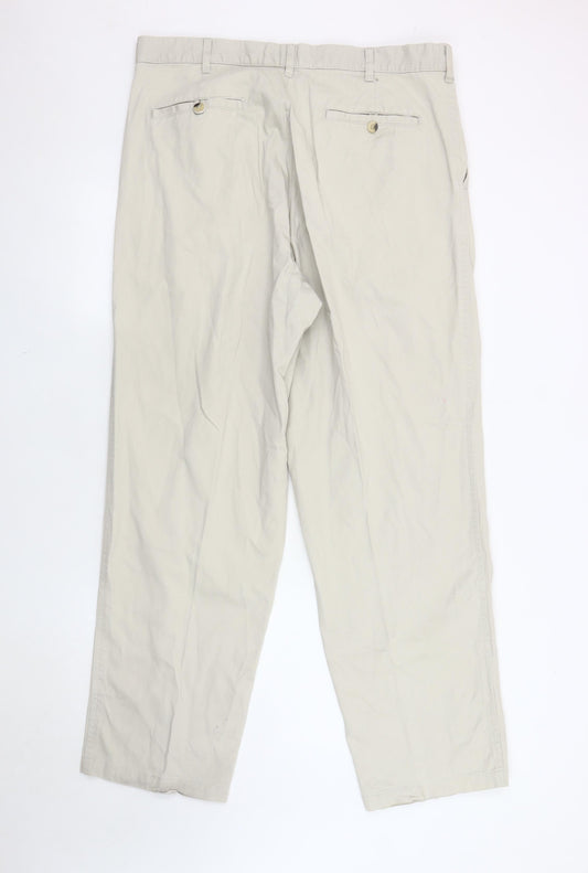 Essentials Men's Beige Chino Trousers, Size L