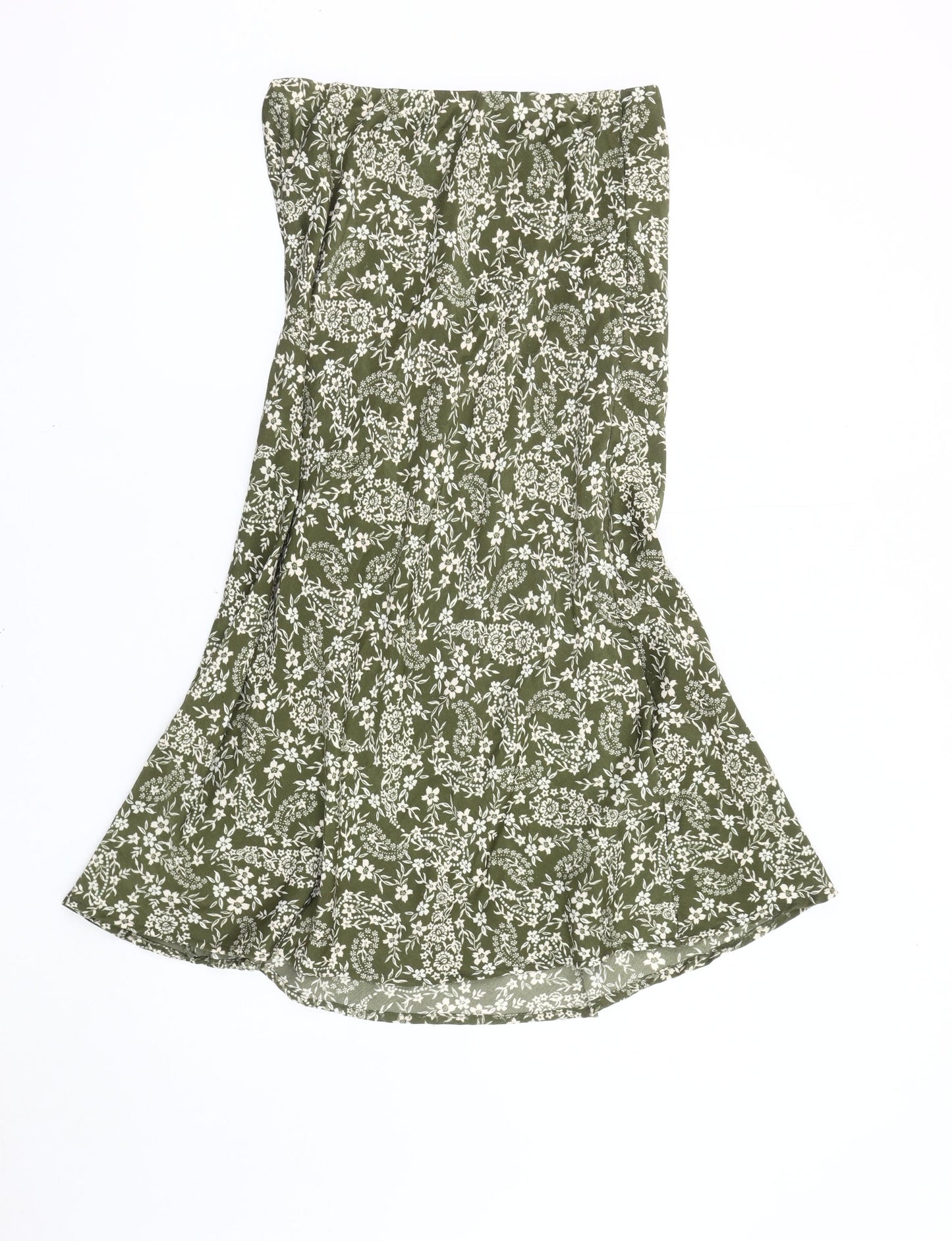 Cotton On Women's Green Floral Midi Flare Skirt L