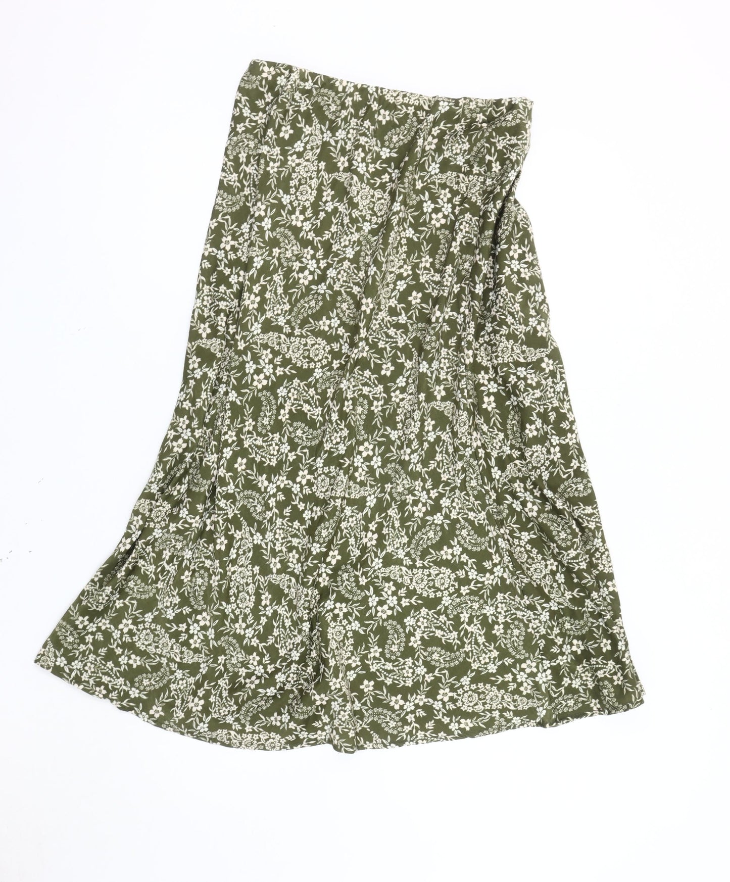 Cotton On Women's Green Floral Midi Flare Skirt L