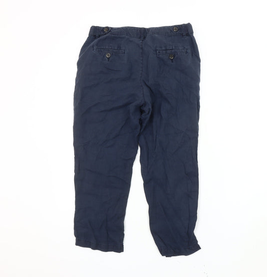 Fat Face Women's Blue Linen Relaxed Trousers Size 10