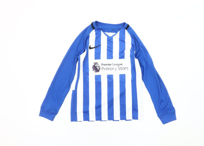Nike Boys Blue White Nike Jersey 10 Years Football Striped Top