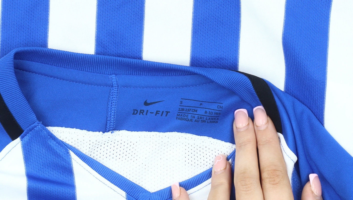 Nike Boys Blue White Nike Jersey 10 Years Football Striped Top