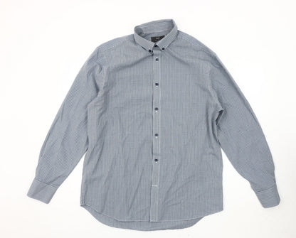 Marks and Spencer Men's Blue Regular Fit Check Shirt