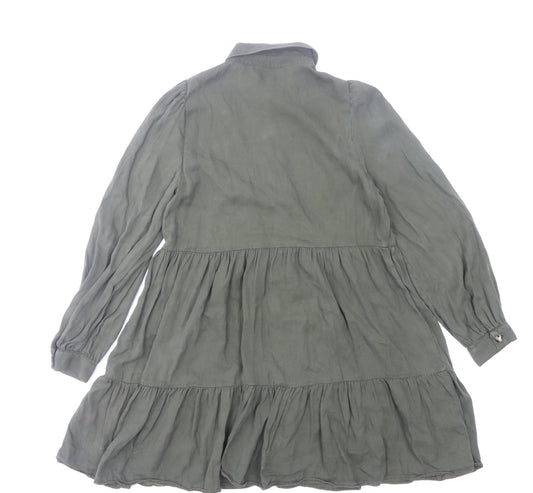 Zara Women's Green XS Shirt Dress with Buttons