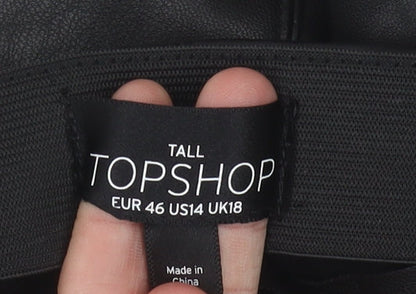 Topshop Women's Black Faux Leather Trousers, Size 18