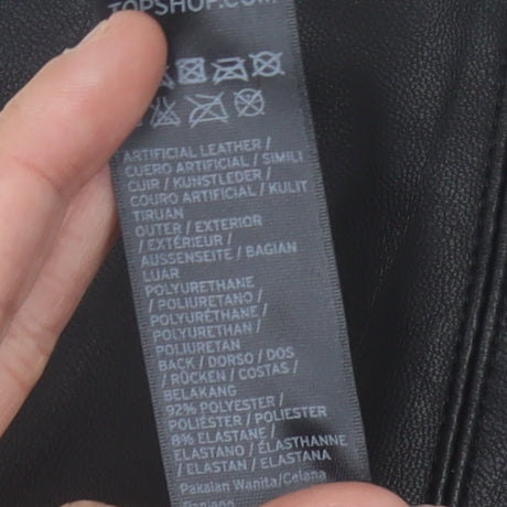 Topshop Women's Black Faux Leather Trousers, Size 18