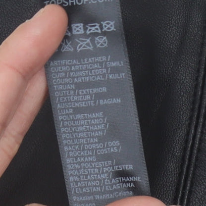 Topshop Women's Black Faux Leather Trousers, Size 18