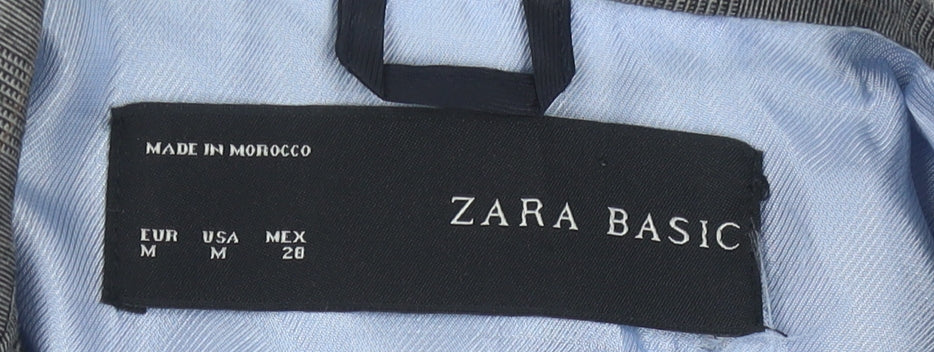 Zara Basic Grey Plaid Blazer Women's M Single-Breasted